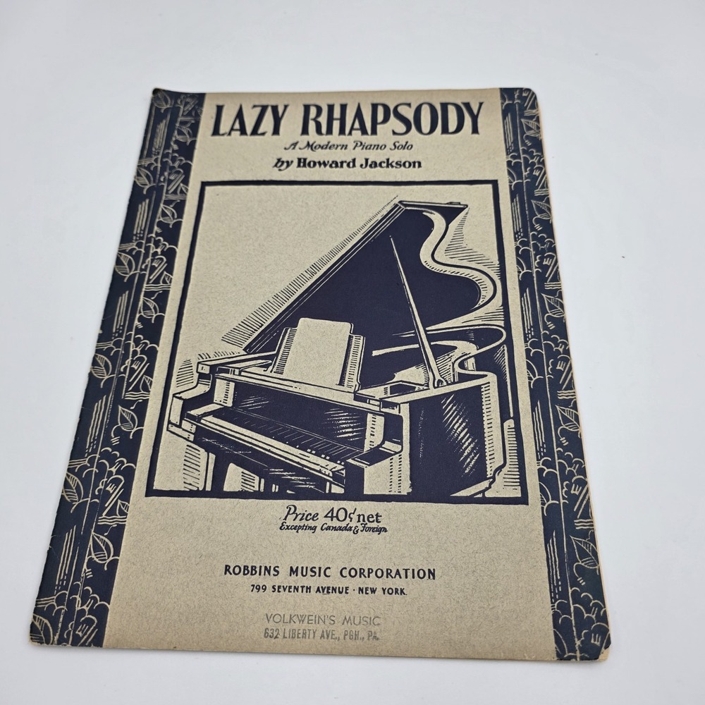 Lazy Rhapsody A Modern Piano Solo By Howard Jackson Piano Sheet Music Vintage‎